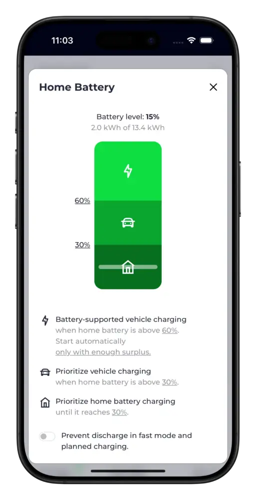 evcc Screenshot Batterie