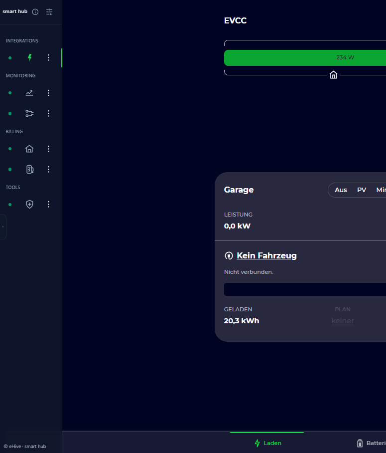 SmartHub App-Übersicht mit installierten Apps in der linken Navigation